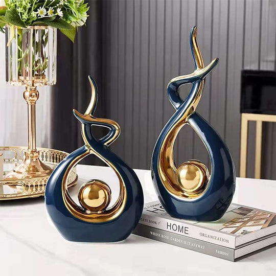 Moderne Abstracte Sculptuur Met Gouden Accenten Voor Interieurdecoratie 1