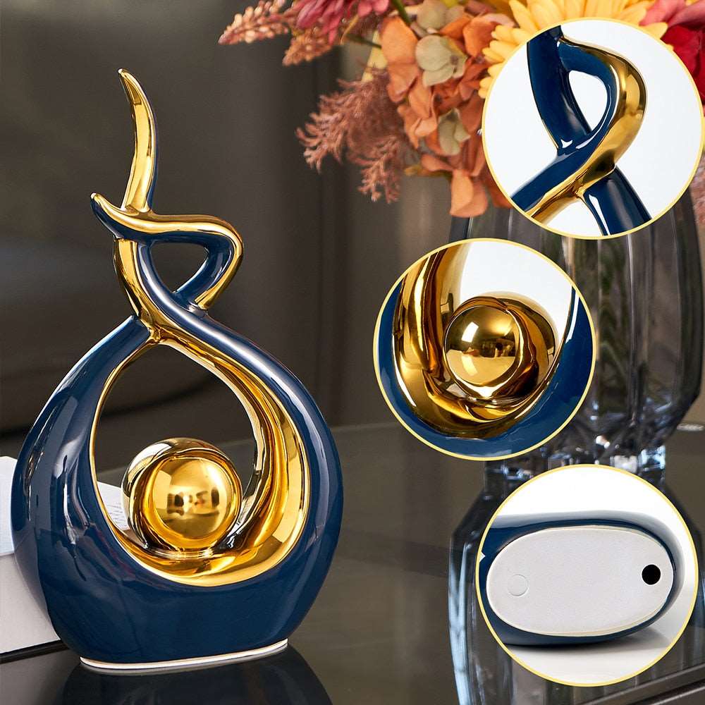 Moderne Abstracte Sculptuur Met Gouden Accenten Voor Interieurdecoratie 7