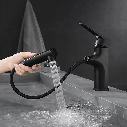 Moderne Badkraan Met Handdouche Eengreeps Uittrekbaar Design 1