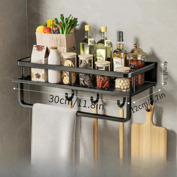 Moderne Keukenplank met Haken en Handdoekhouder 0