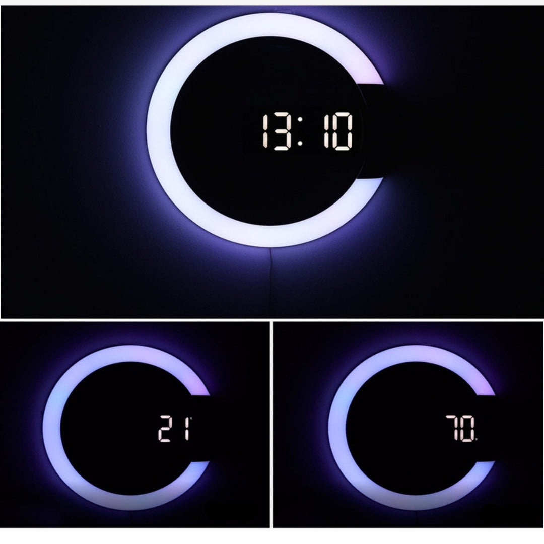 Moderne LED Wandklok met Ringlamp 2
