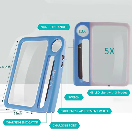 Oplaadbare Handloep met 5x en 10x Vergroting voor Senioren 6