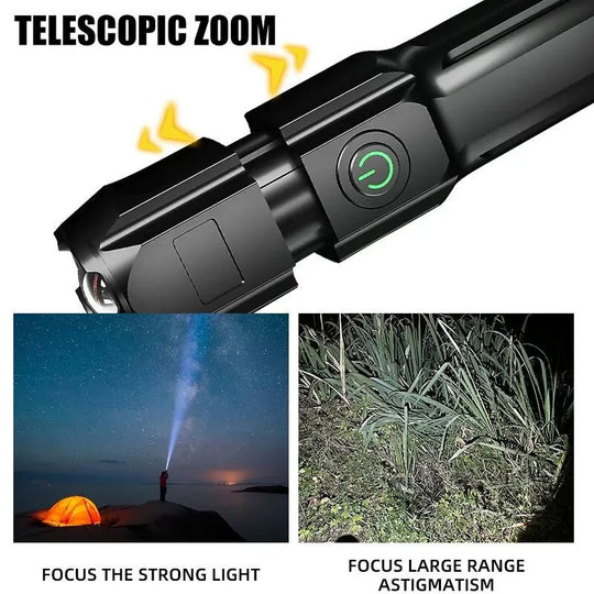 Oplaadbare LED Zaklamp Met Telescopische Zoom Voor Buitenactiviteiten 6