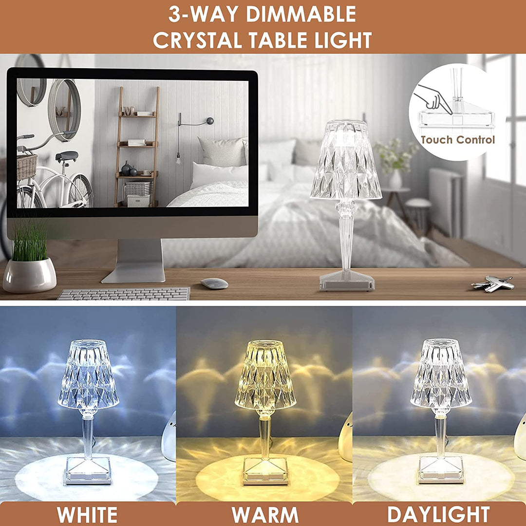 Oplaadbare Tafellamp Draadloos Diamantontwerp Met Instelbare Lichtkleur 3