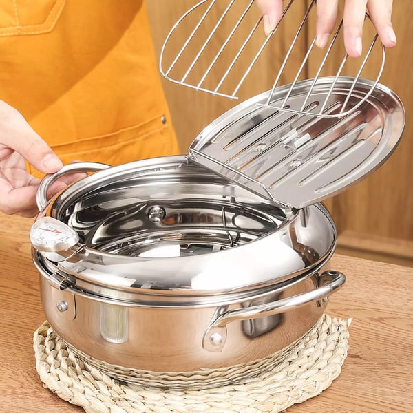 Professionele Friteuse met Deksel en Zeef voor Krokant Koken 2