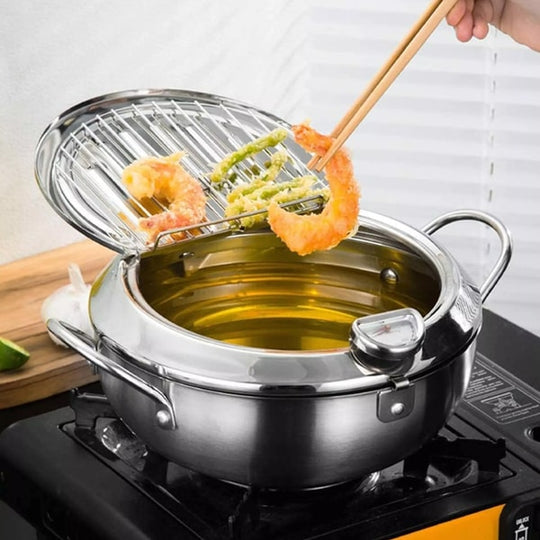 Professionele Friteuse met Deksel en Zeef voor Krokant Koken 4