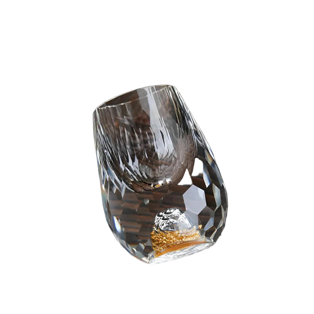 Set van 2 Handgemaakte Kristallen Glazen met Goudvlokken voor Whisky en Cognac 3