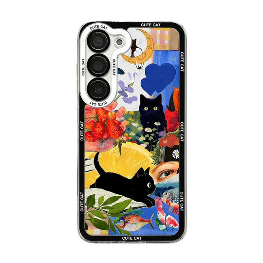 Telefoon Case voor Samsung Galaxy met Kat Collage 2