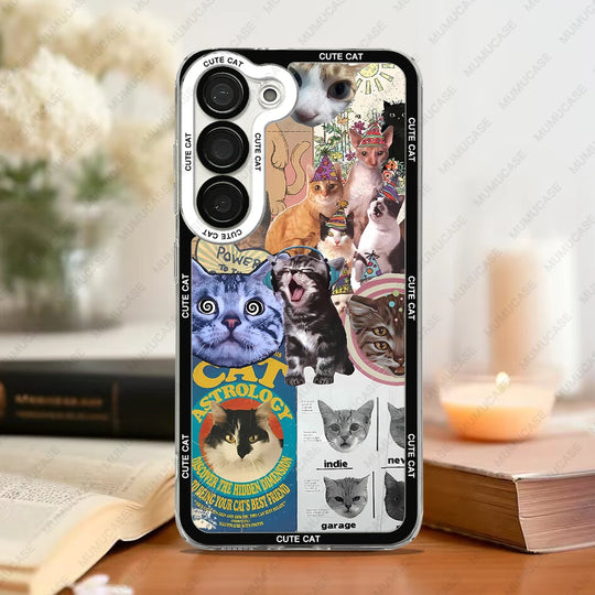 Telefoon Case voor Samsung Galaxy met Kat Collage 3