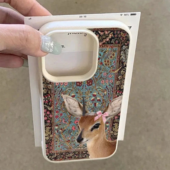 Telefoonhoesje voor iPhone met Vintage Bloem en Herten 2