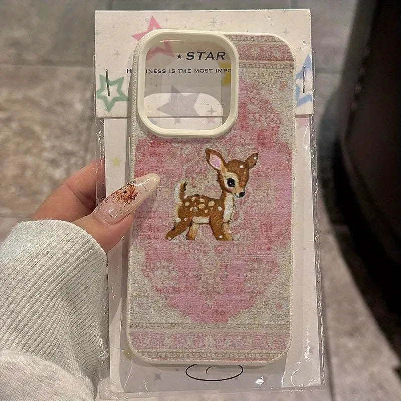 Telefoonhoesje voor iPhone met Vintage Bloem en Herten 5