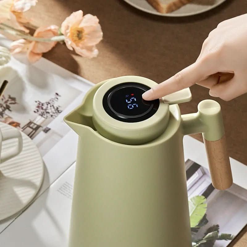 Thermosfles 1 Liter met Temperatuurdisplay en Houten Handvat, Beste Thermosfles voor Warme en Koude Dranken 4