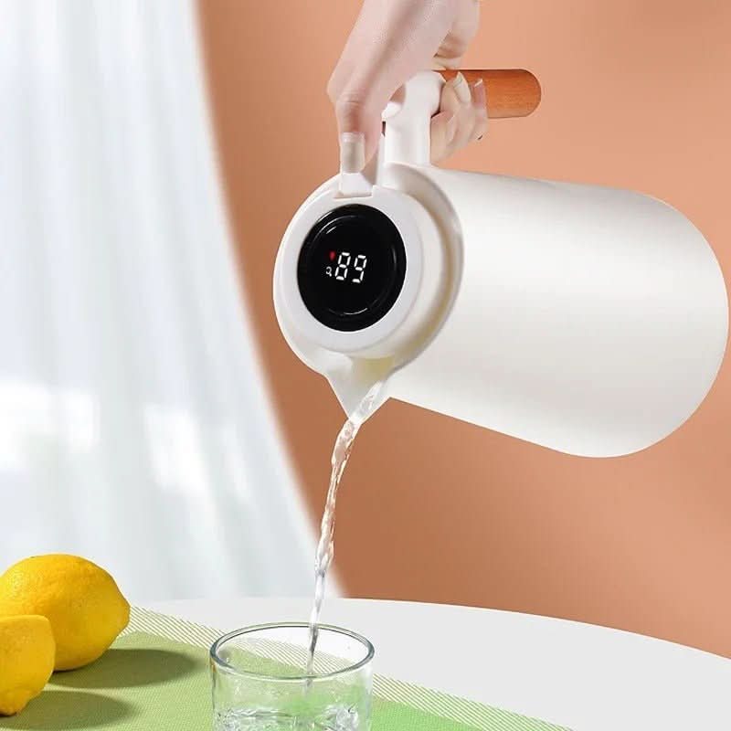 Thermosfles 1 Liter met Temperatuurdisplay en Houten Handvat, Beste Thermosfles voor Warme en Koude Dranken 8