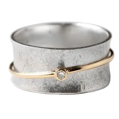 Vintage Ring met Gouden Accenten en Zirkonia voor Dames 0