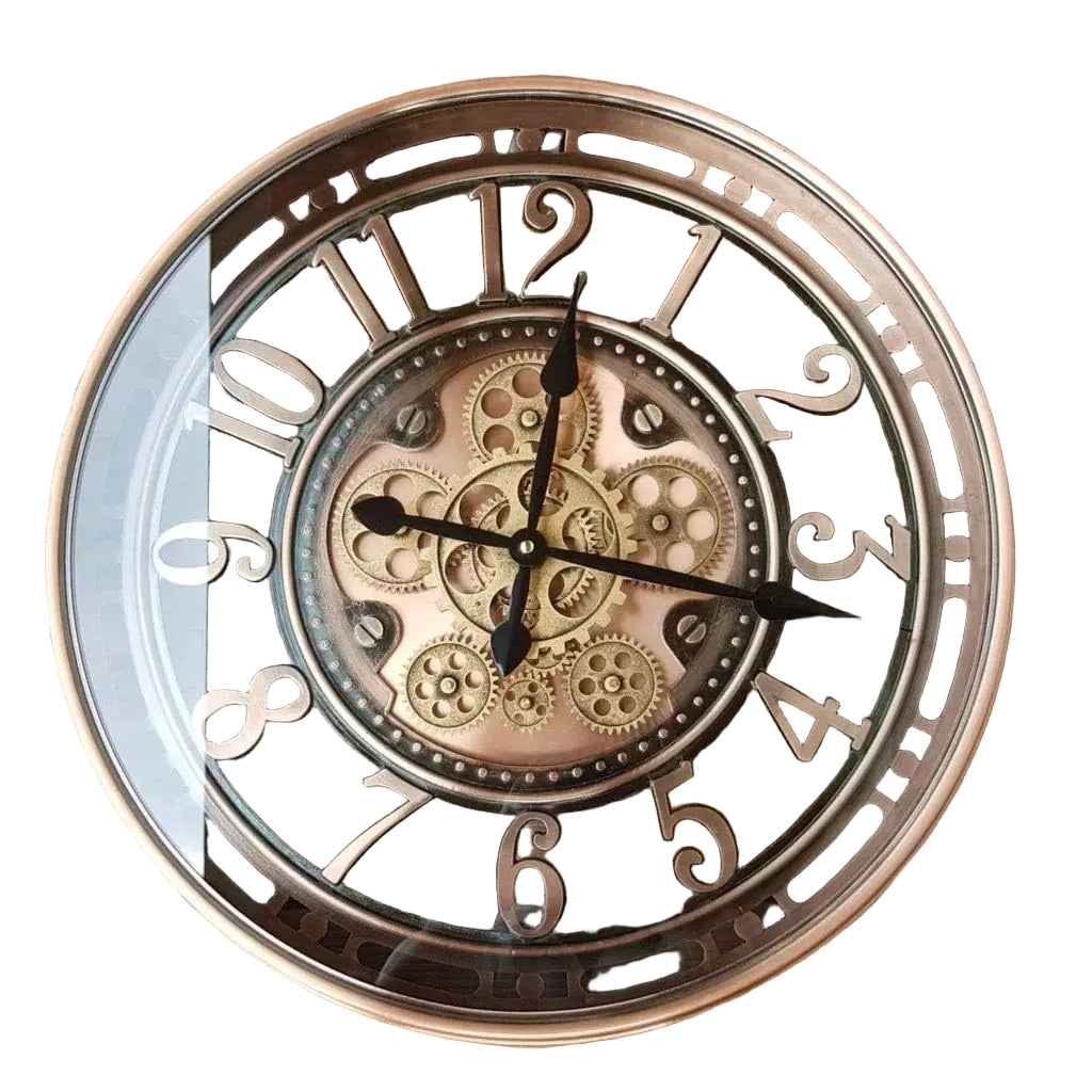 Vintage Wandklok Antiek Design Met Luxe Koperafwerking 0