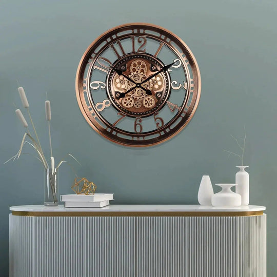 Vintage Wandklok Antiek Design Met Luxe Koperafwerking 1