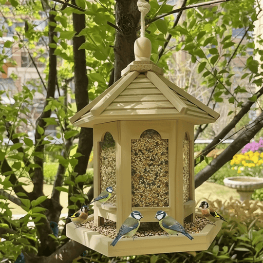 Vogelhuisje met Geïntegreerd Watersysteem voor Tuin 0