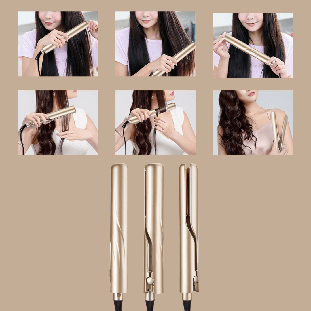 Vrouwen Haarstyler 2-in-1 Voor Krullen en Steil Haar Met Instelbare Temperatuur 1