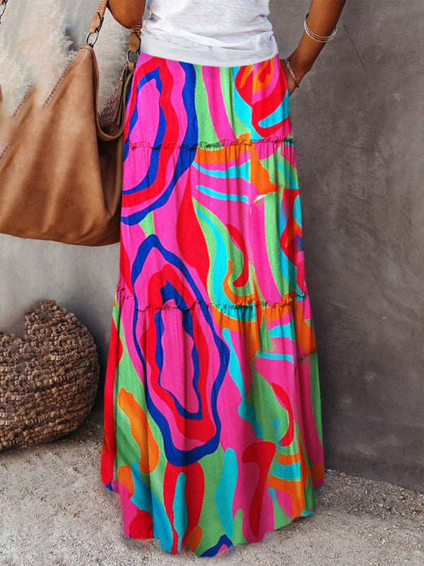 Vrouwen Maxi Rok Bohemian Hoge Taille Casual Polyester 7