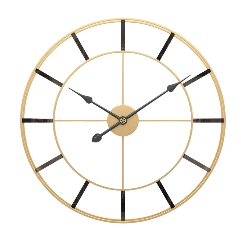 Wandklok Goud en Zwart Metalen Design 0