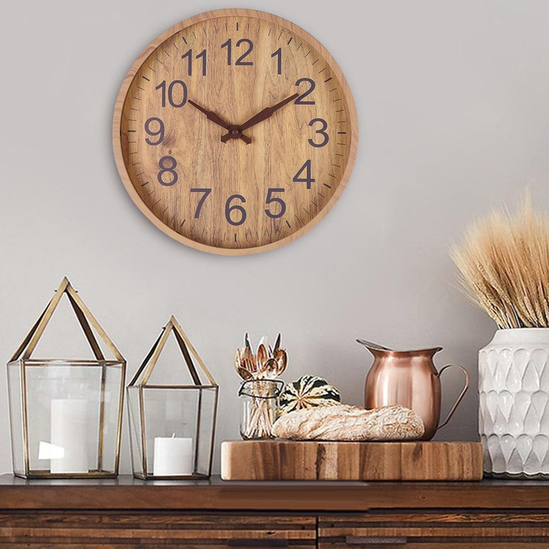 Wandklok Natuurlijke Afwerking Tijdloos Design voor Woonkamer en Slaapkamer 1