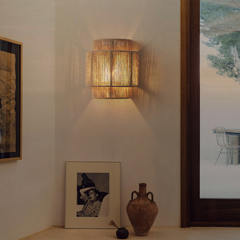 Wandlamp Boheemse Vintage Rotan 0