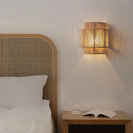 Wandlamp Boheemse Vintage Rotan 1