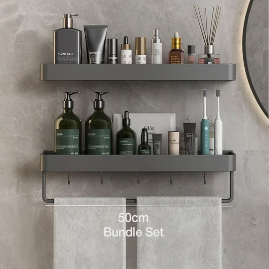 Wandplank voor Badkamer met Handdoekenrek en Boorvrije Installatie 10