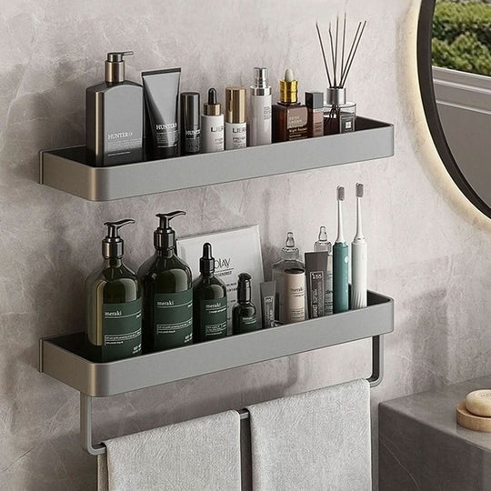 Wandplank voor Badkamer met Handdoekenrek en Boorvrije Installatie 2