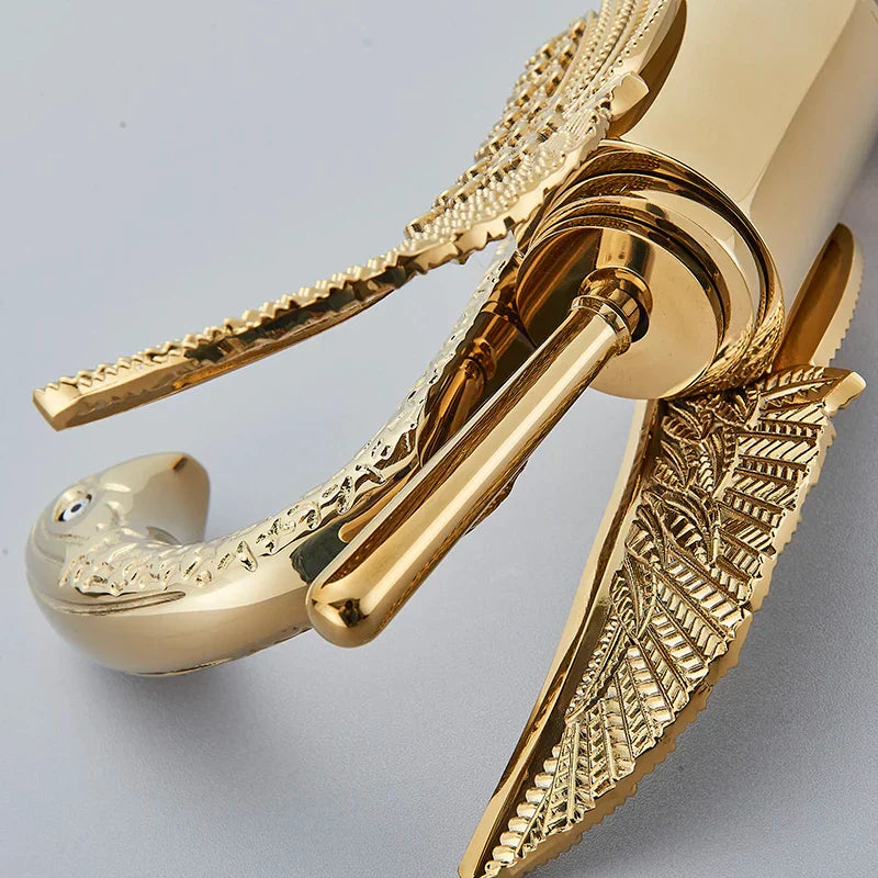 Wastafelkraan met Enkele Handgreep Gouden Afwerking 6