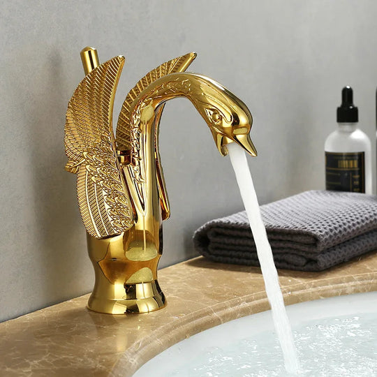 Wastafelkraan met Enkele Handgreep Gouden Afwerking 8