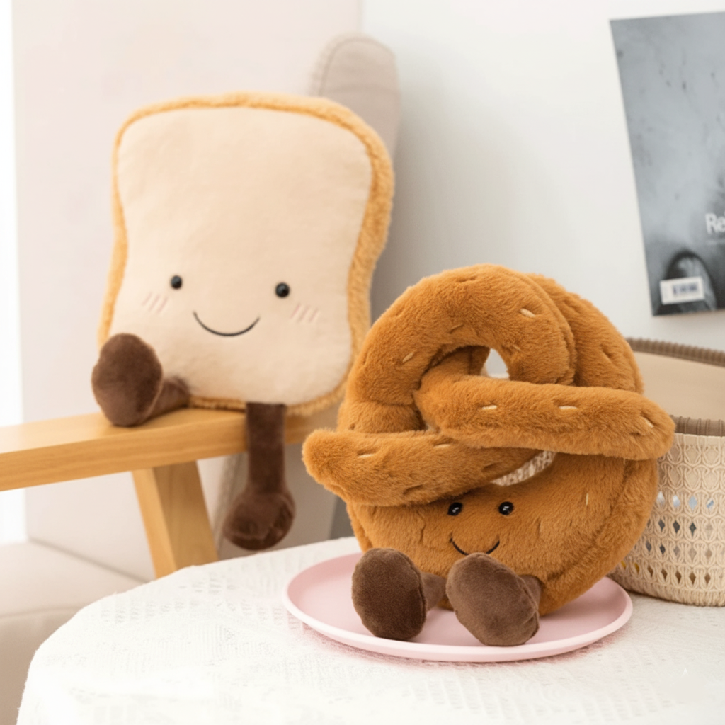 Zacht Knuffeldier Brooddesign Pretzel Croissant Toast 1