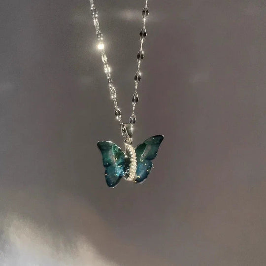 Zilveren Ketting Dames Vlinder Design Modern Accessoire 3