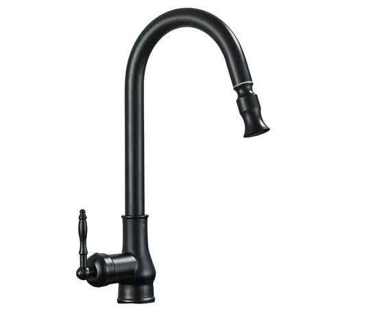 Zwarte Keukenkraan Draaibaar Vintage Tap Voor Retro Keuken 0