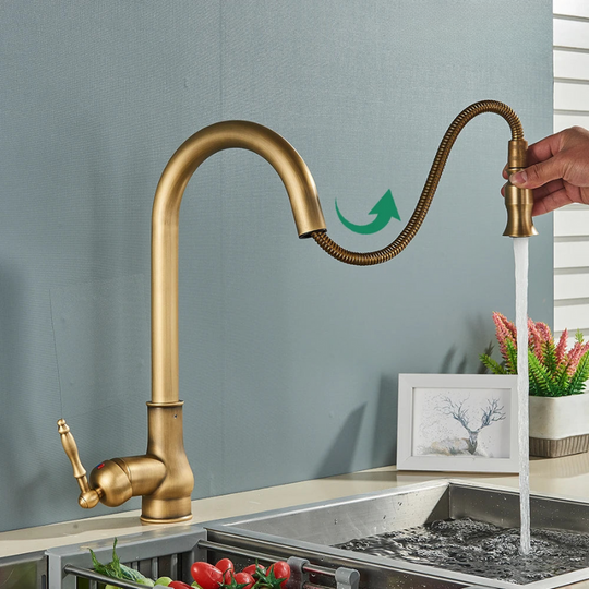 Zwarte Keukenkraan Draaibaar Vintage Tap Voor Retro Keuken 1