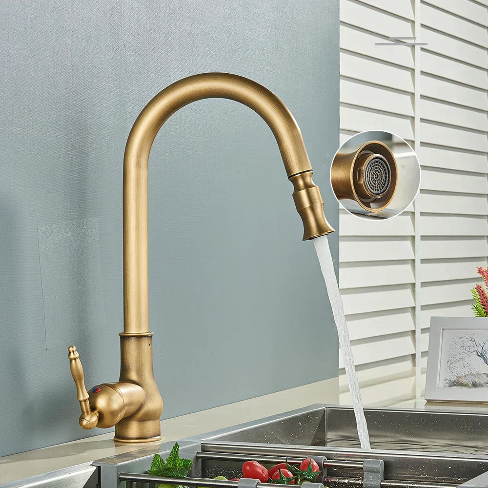 Zwarte Keukenkraan Draaibaar Vintage Tap Voor Retro Keuken 2