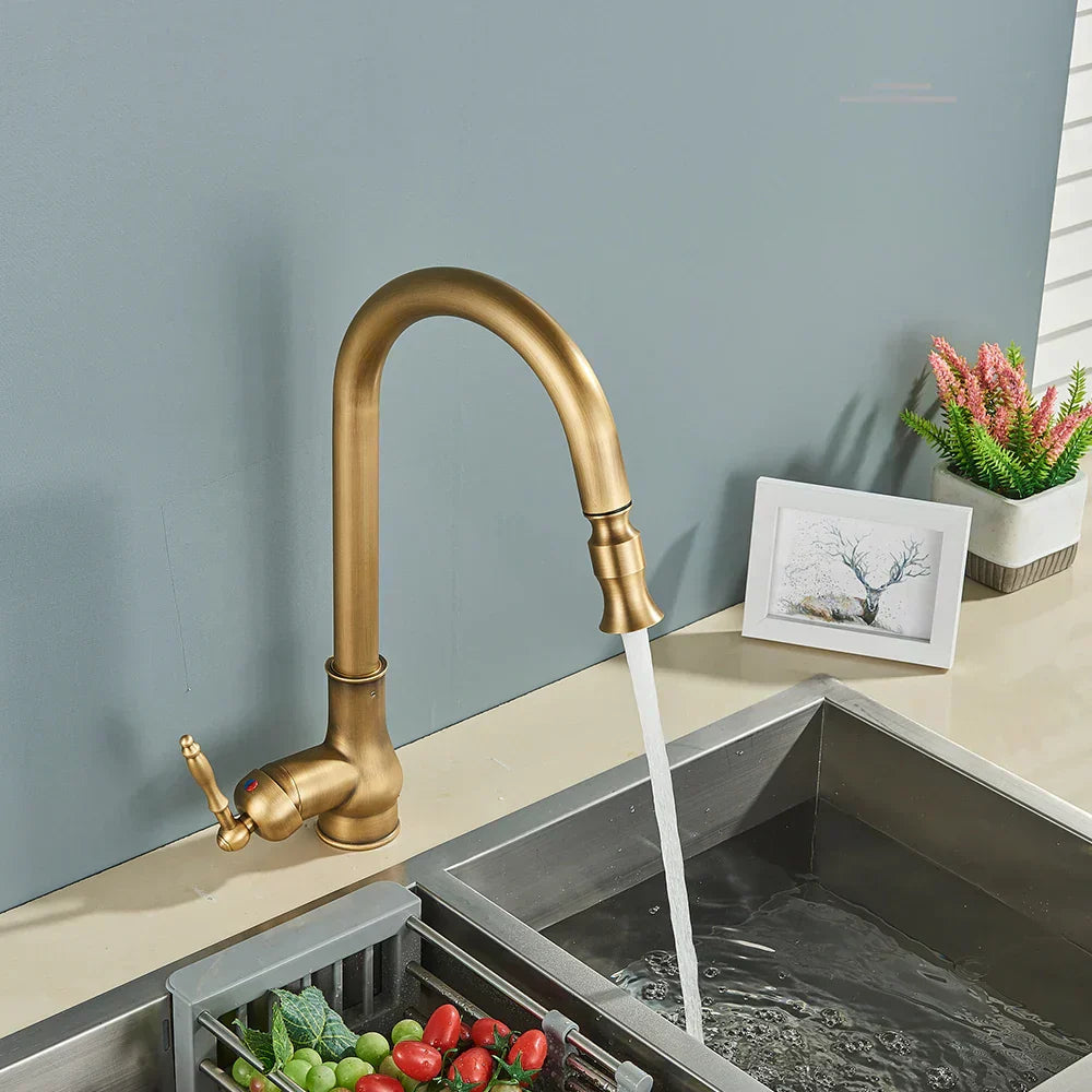 Zwarte Keukenkraan Draaibaar Vintage Tap Voor Retro Keuken 3