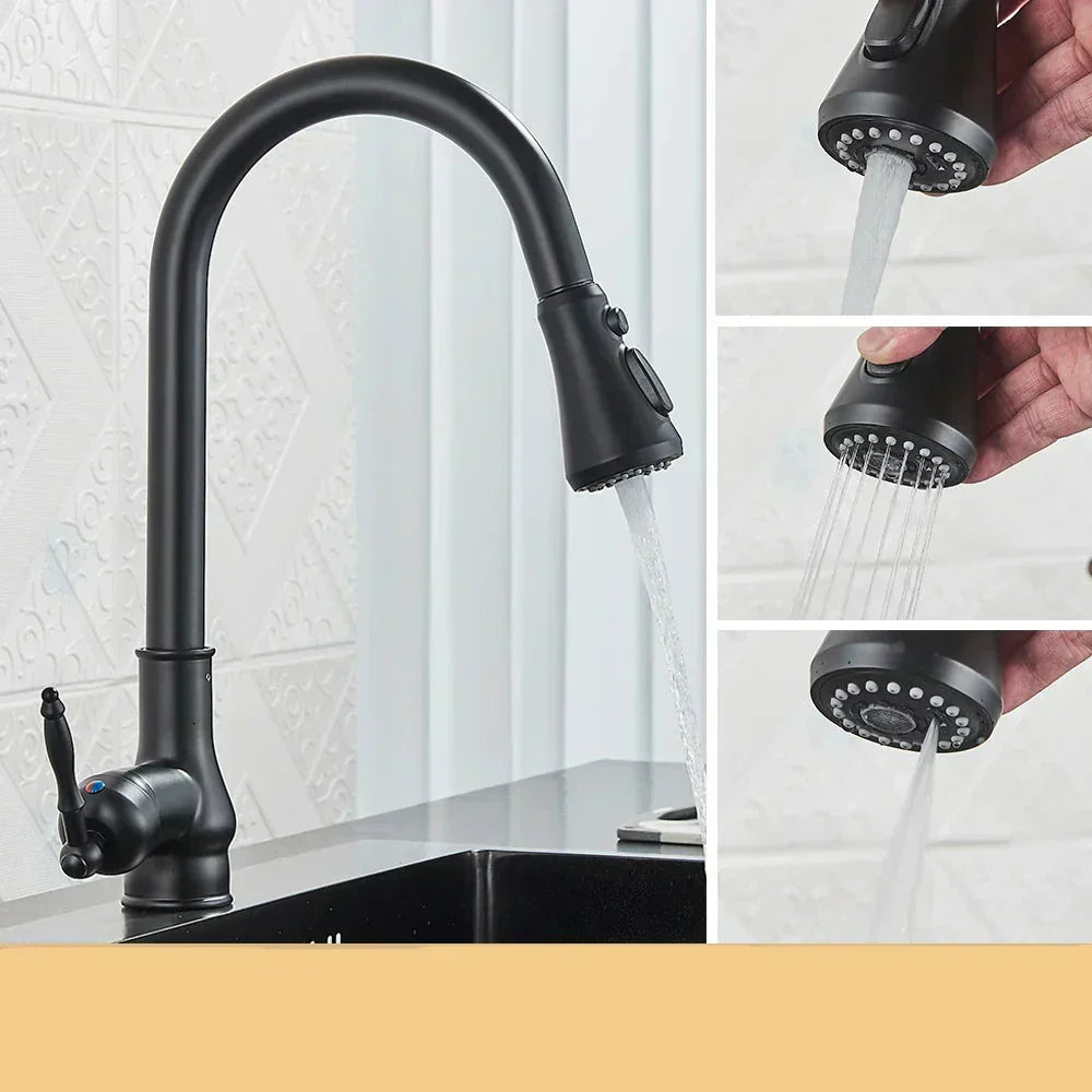 Zwarte Keukenkraan Draaibaar Vintage Tap Voor Retro Keuken 6