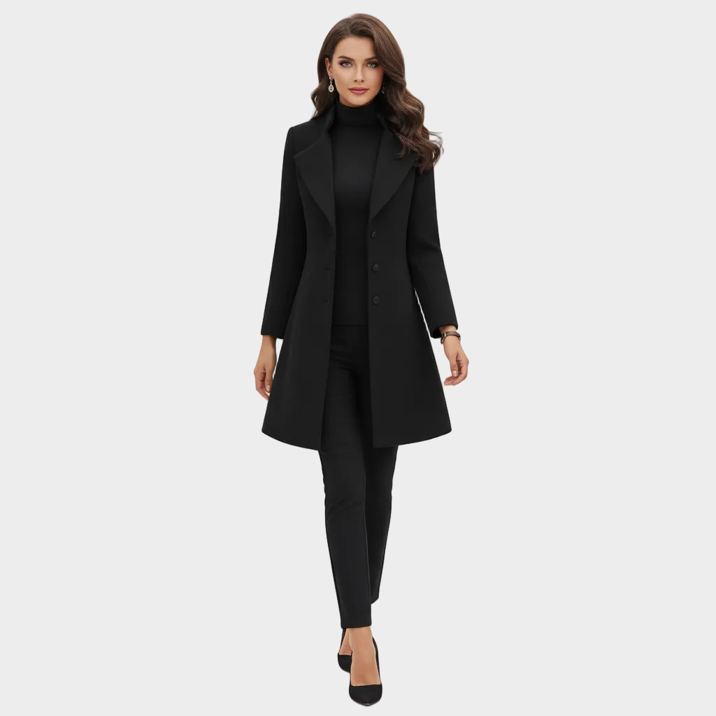 Dames Lange Jas – Tailored Fit – Wolmix – Effen