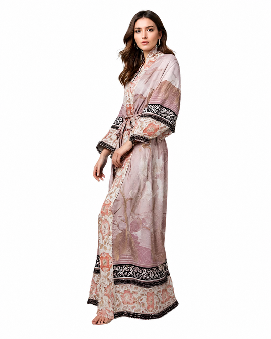 Dames Lange Kimono Bloemenprint Vloeiende Stijl