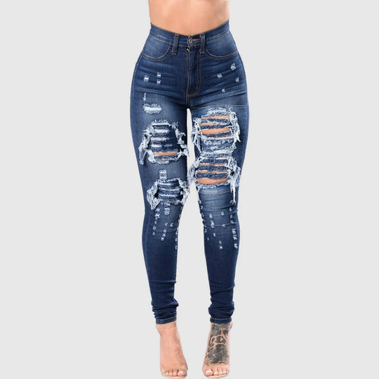 Hoge Taille Gescheurde Jeans Voor Vrouwen