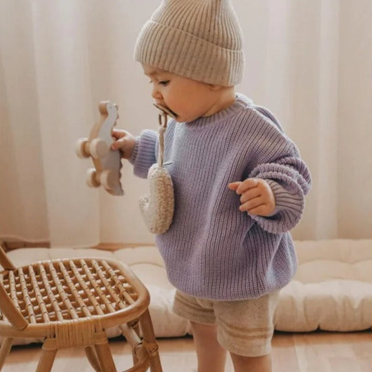 Kinderen effen kleur gebreide trui
