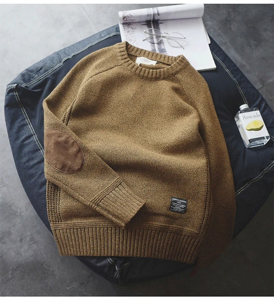 Oversized patchgebreide herensweater