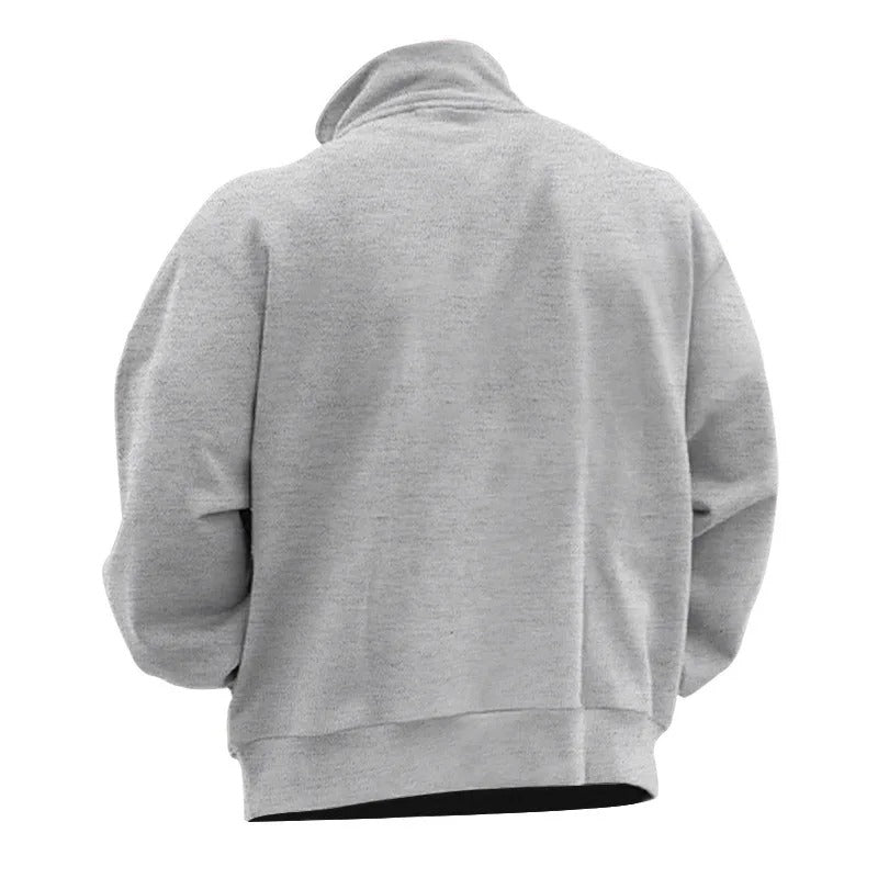 Heren Sweatshirt met halve rits met staande kraag