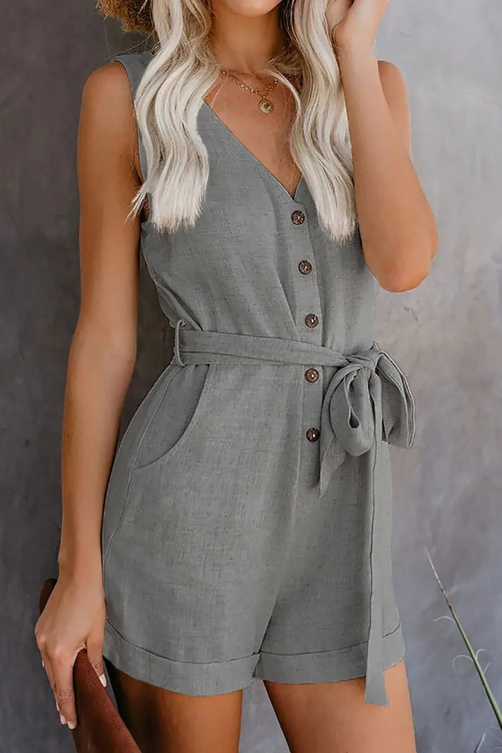 Casual damesjumpsuit met V-hals