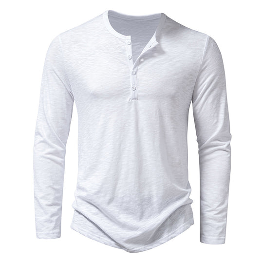 Heren Henley Hals Lange Mouw T-shirt