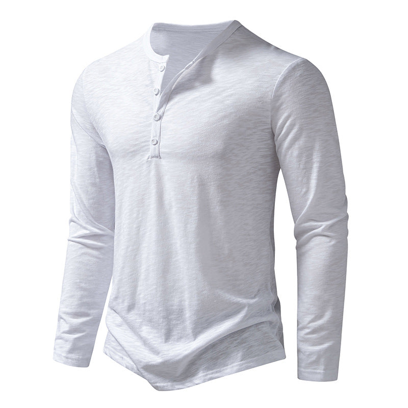 Heren Henley Hals Lange Mouw T-shirt