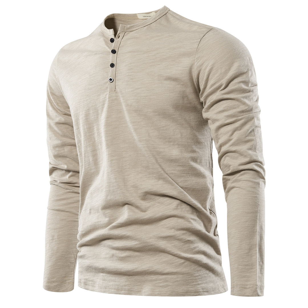 Heren Henley Hals Lange Mouw T-shirt