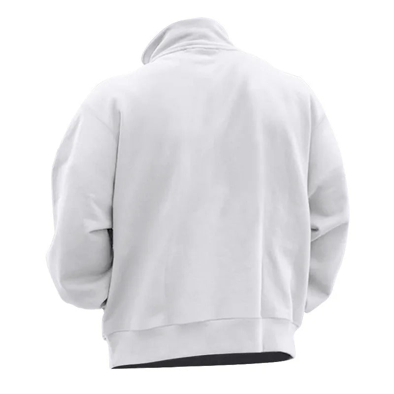 Heren Sweatshirt met halve rits met staande kraag