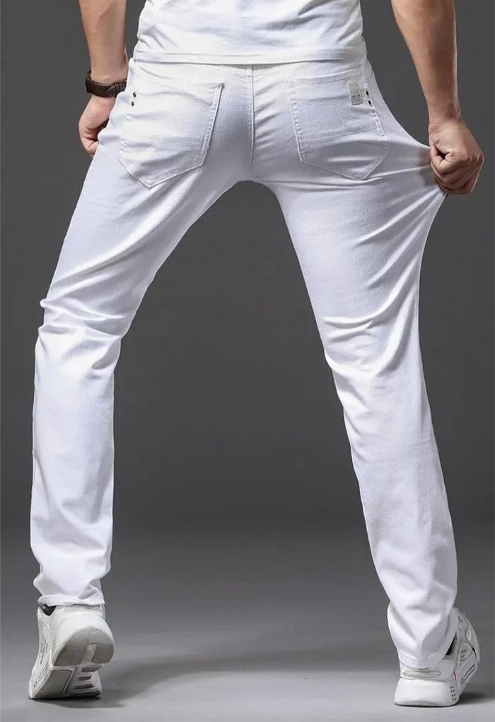 Klassieke witte slim fit herenjeans